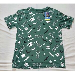 Eighty Eight Kids Halloween T-Shirt Skulls Bats Green Size 14 NWT‎ spooky